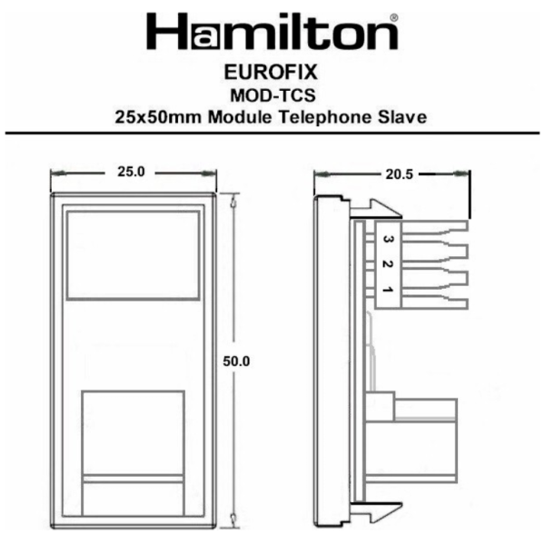 Socket, Telephone Slave 1 Gang, Black Insert - Image 3