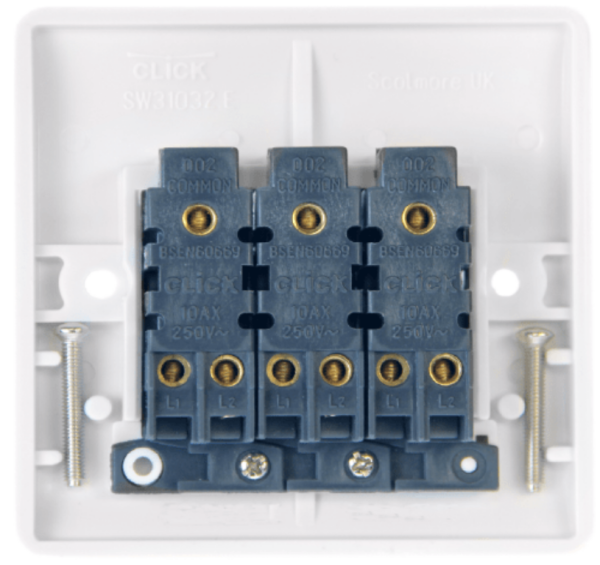 Plate Switch, 3 Gang 2 Way - Image 2