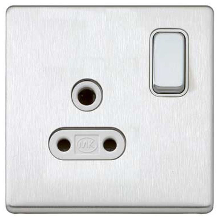 Socket, 1 Gang Shuttered Switched DP, White Inserts