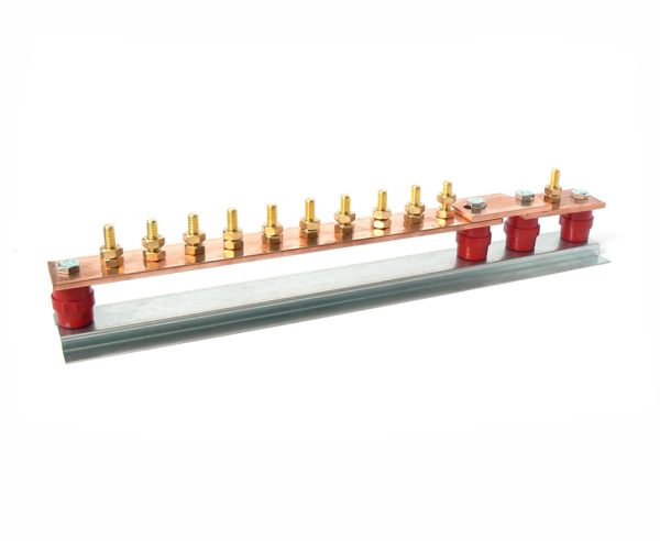 Earth Bar, 10 Way 1 Link c/w 4 Insulators, c/w Aluminium Baseplate