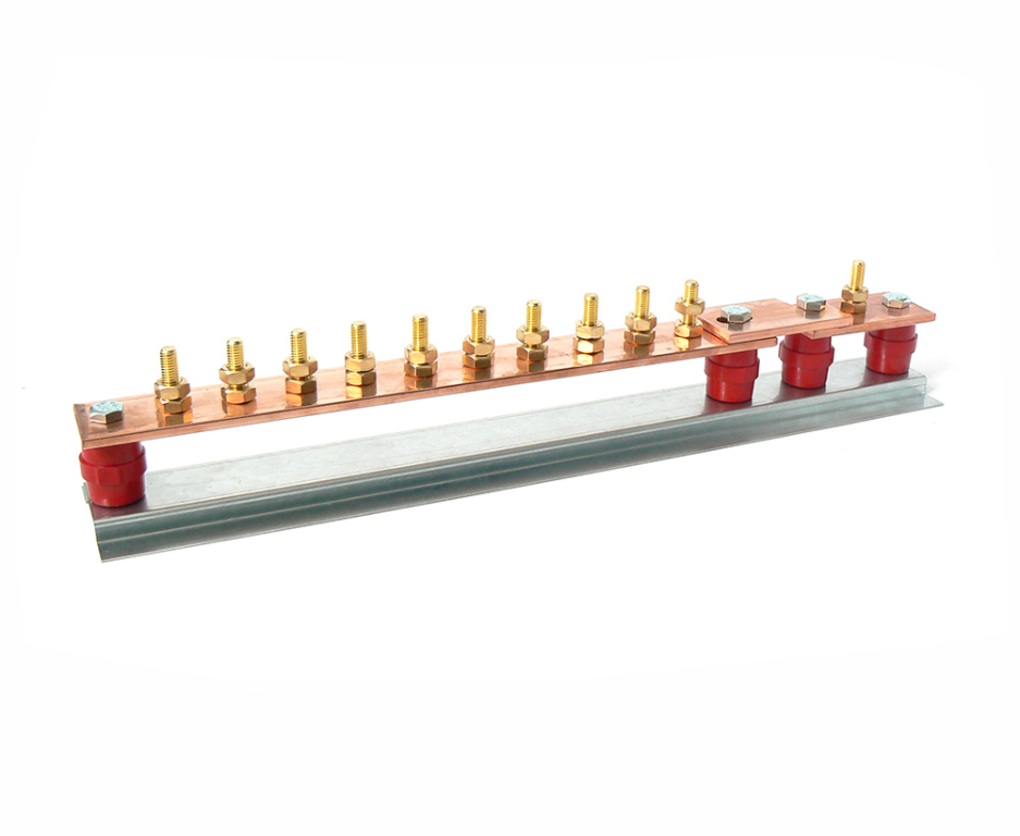 Earth Bar, 10 Way 1 Link c/w 4 Insulators, c/w Aluminium Baseplate