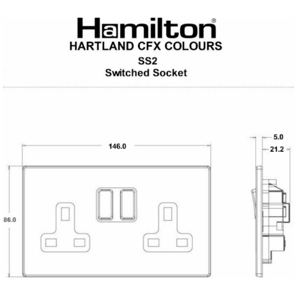 Hamln Socket Switched 2G 13A-Black - Image 3