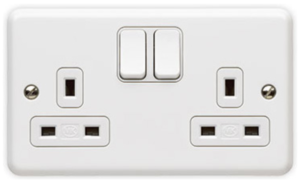 Socket, 2 Gang Switched DP