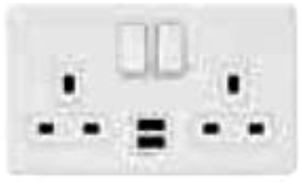 Frontplate, 2 Gang 13A DP Swd Socket 2xUSB, c/w White Trim