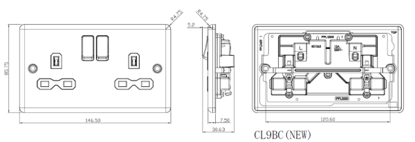 Socket, 2 Gang DP Switched Rounded Edge, c/w White Insert IP20 - Image 2