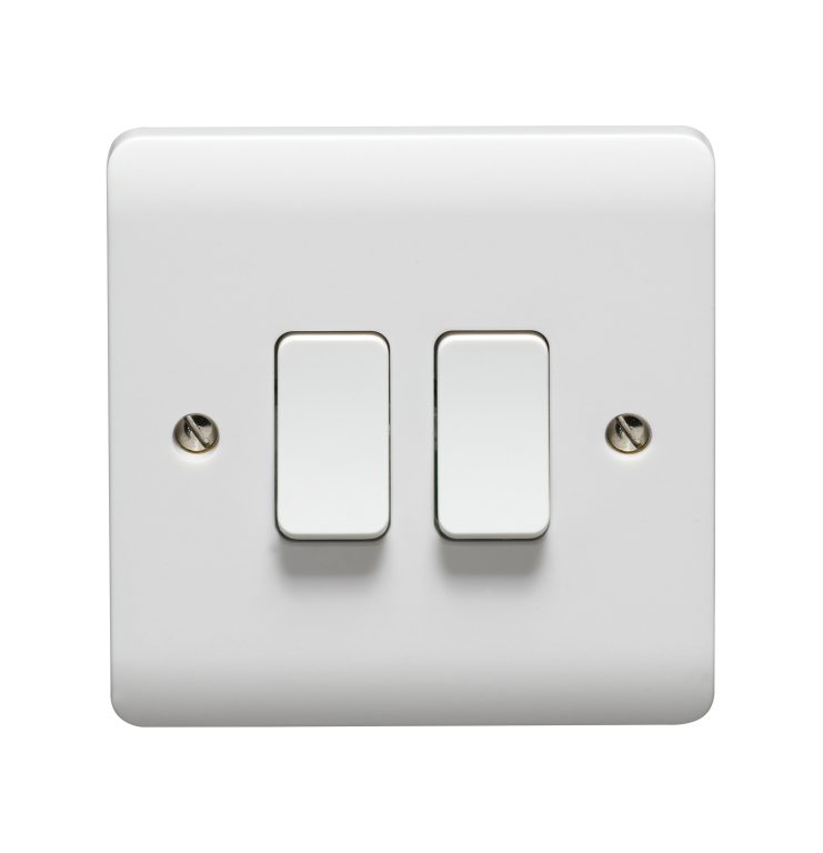 Plate Switch, 2 Gang 2 Way