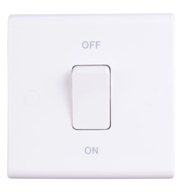 Control Switch, 1 Gang DP, c/w White Rocker