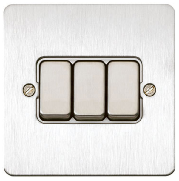 Switch, 3 Gang 2 Way SP, White Insert