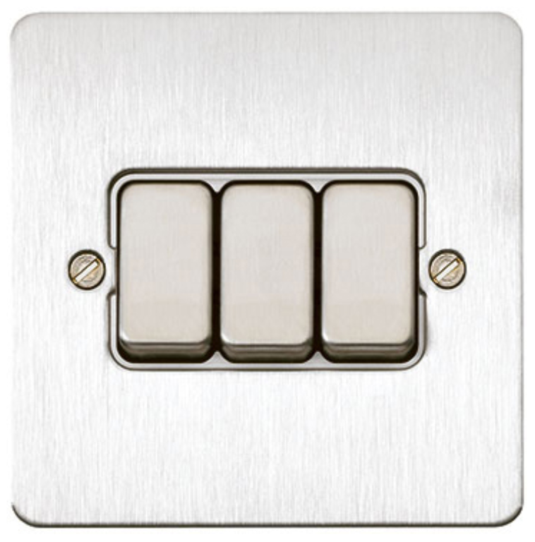 Switch, 3 Gang 2 Way SP, White Insert