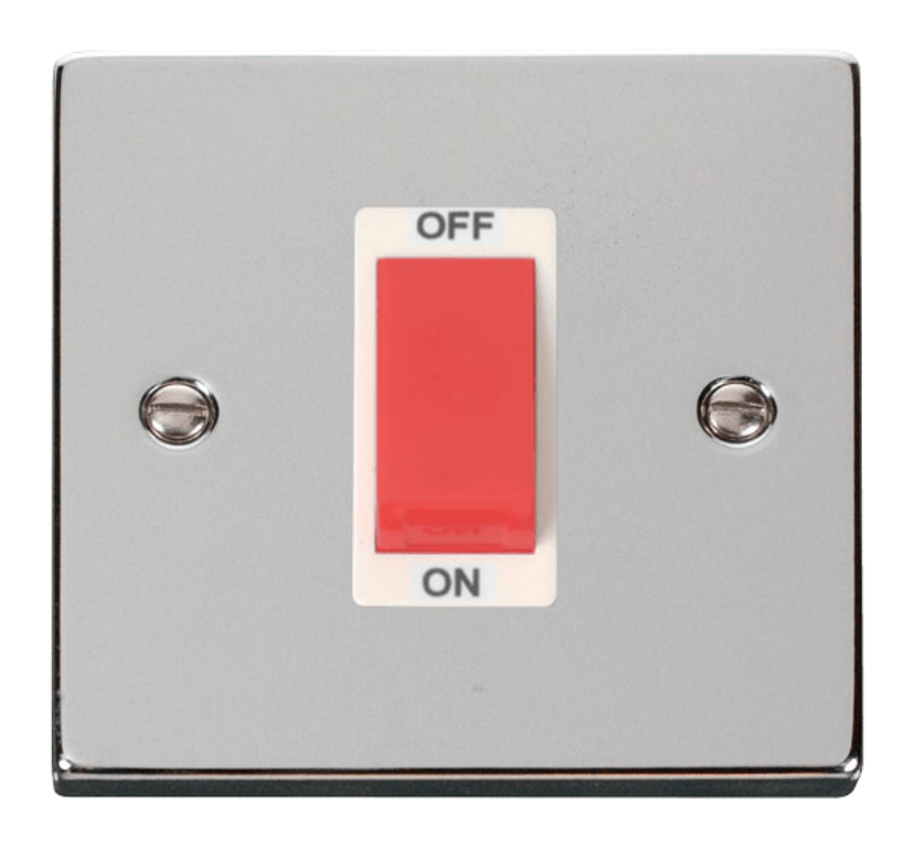 Cooker Control Switch, 1 Gang, White Insert Victorian