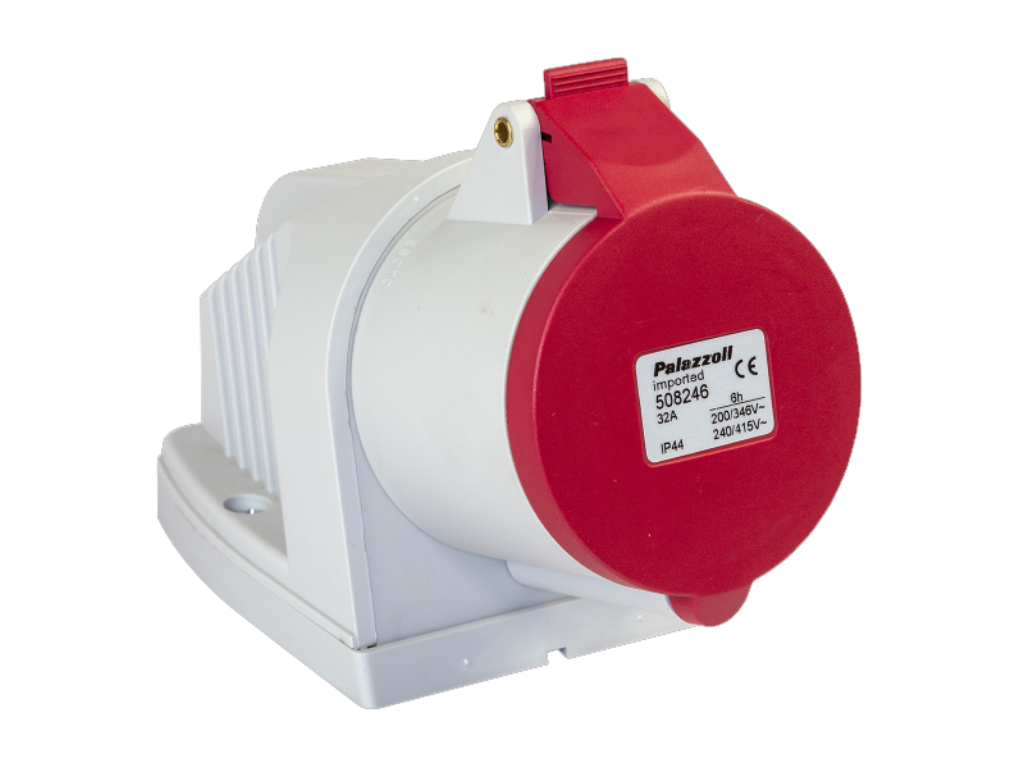 Socket, Wall Mounted 2P+E IP44, Splashproof Angled