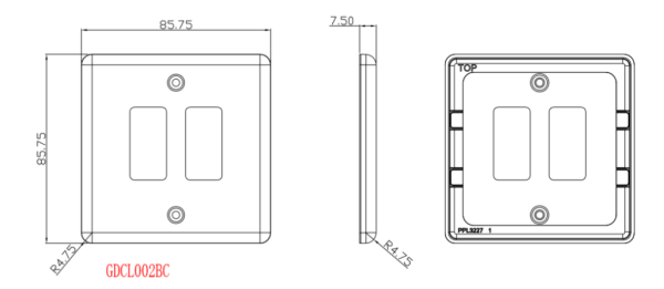 Faceplate, 2 Gang Grid Rounded Edge - Image 2