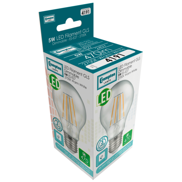 Lamp, LED E27 ES, GLS Dimmable - Image 2