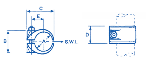 Cleat, Claw Cable Two Part, Single Bolt Fixing - Image 2