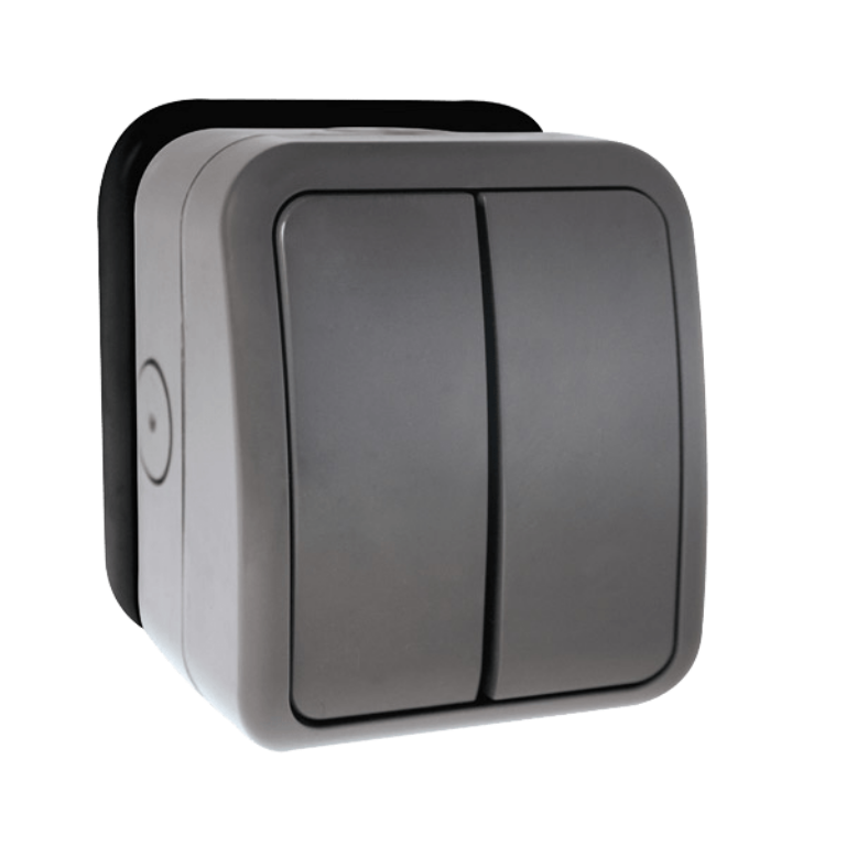 Switch, 2 Gang 2 Way Furnished Weatherproof, Outdoor Minigrid IP66