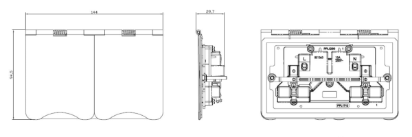 Socket, 2G Unswitched Floor, c/w White Insert Flat Plate - Image 2
