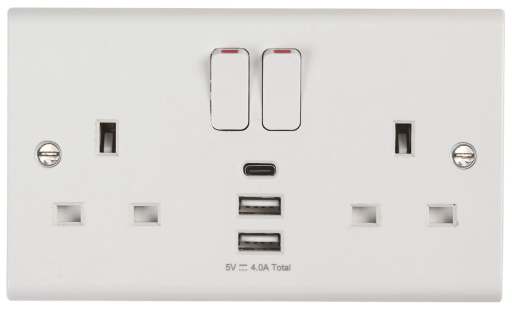 Deta S1288 2G Sw.Socket 13A c/w 3xUSB