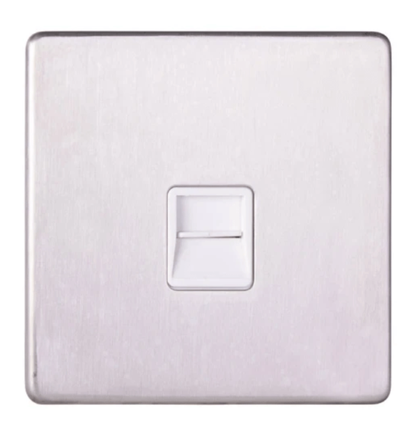 Socket, 1 Gang Telephone Secondary, c/w White Insert