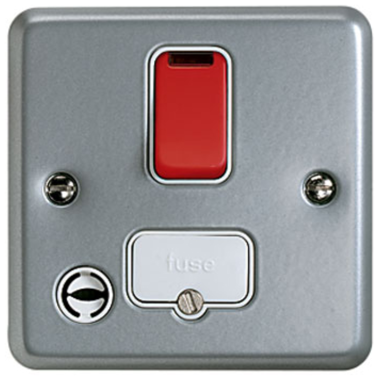 Connection Unit, DP Switched Fused with Neon, Flex Outlet & Red Rocker