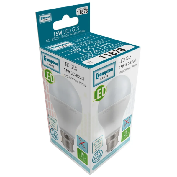 Crompton 11878 LED GLS BC B22 2700K 15W - Image 2