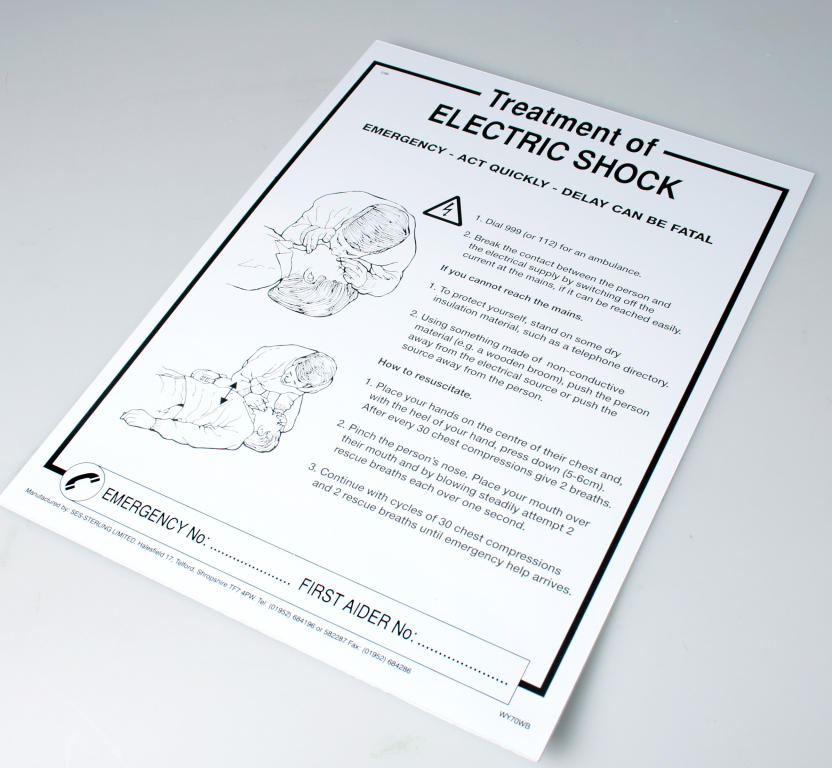 Label, Warning Electric Shock Chart, Rigid PVC