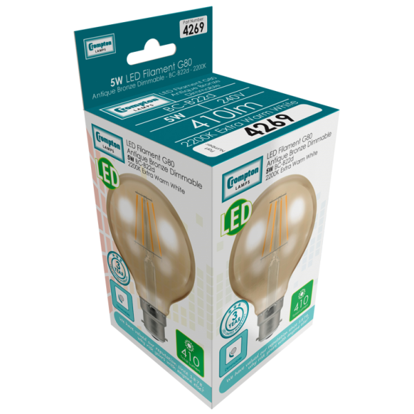CROMPTON LED G80 BC 5W  DIMM' - Image 2