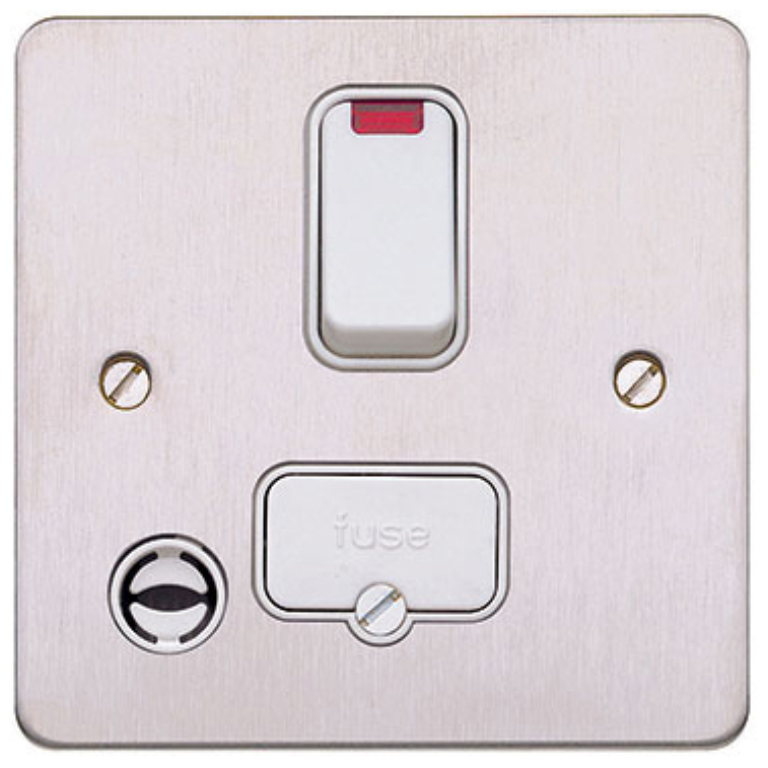Connection Unit, DP Switched Fused c/w Neon & FO, White Inserts