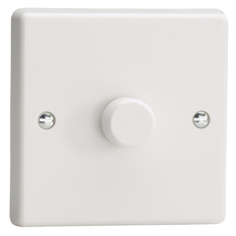 Dimmer Switch, 1 Gang 2 Way Push-On/Off, White Knob
