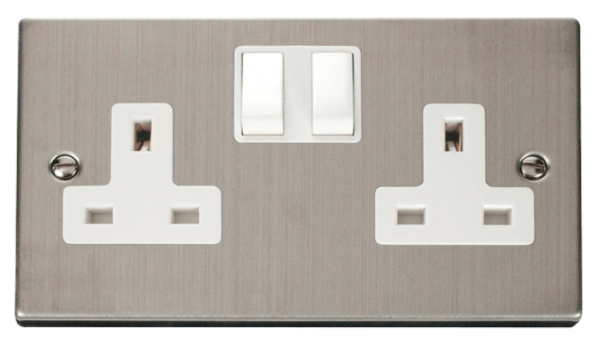 Socket, 2 Gang DP Switched, White Insert Victorian