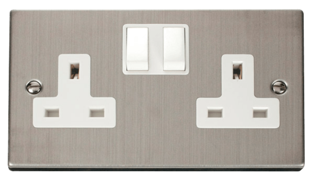 Socket, 2 Gang DP Switched, White Insert Victorian