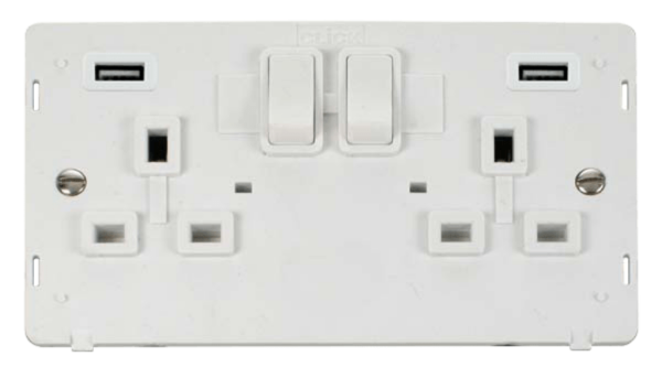 Interior, 2G Switched Socket, c/w Twin 2.1A USB Outlet