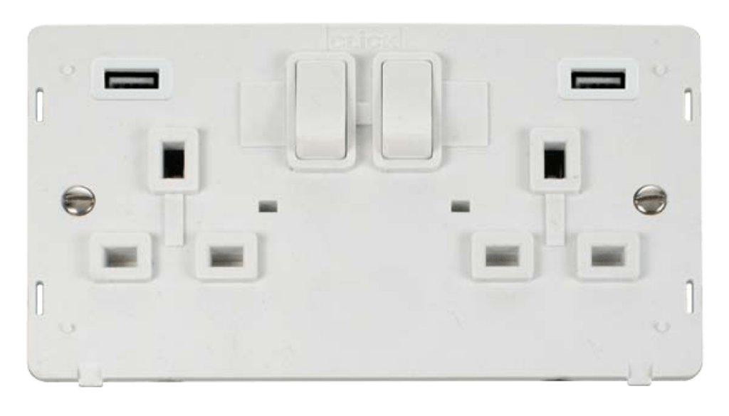 Interior, 2G Switched Socket, c/w Twin 2.1A USB Outlet