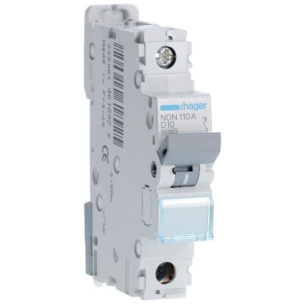 Hager NDN110A MCB SP Type D 10A 10kA
