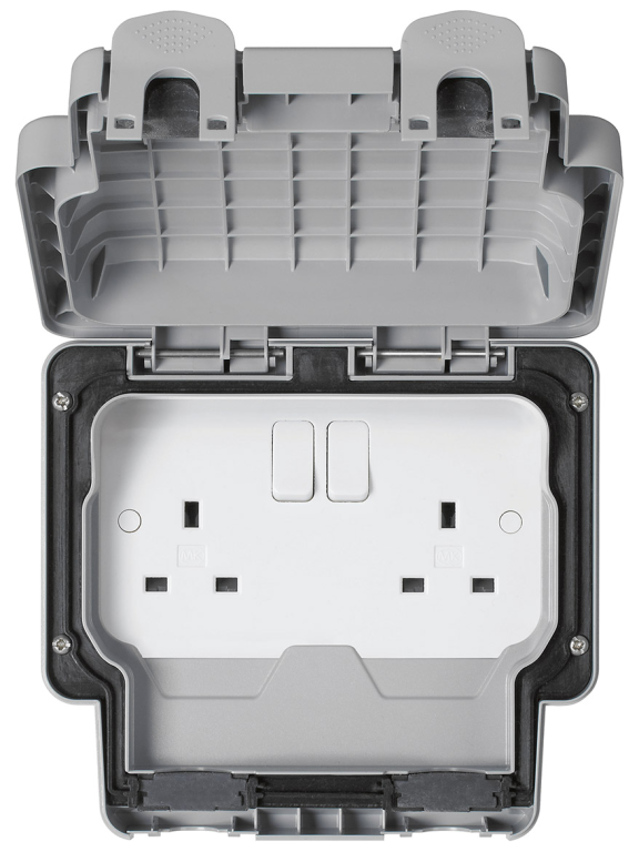 Socket, 2 Gang Switched DP IP66