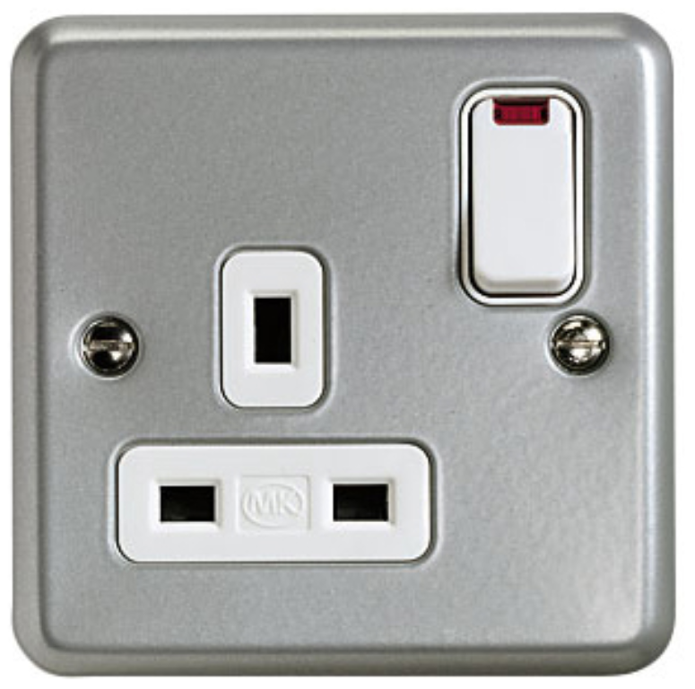 Socket, 1 Gang Switched DP Dual Earth, With Neons