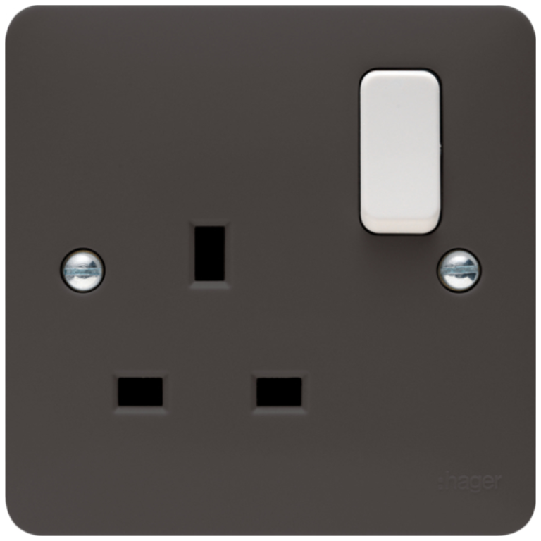 Hager WMSS81G Socket 1G DP Switched 13A
