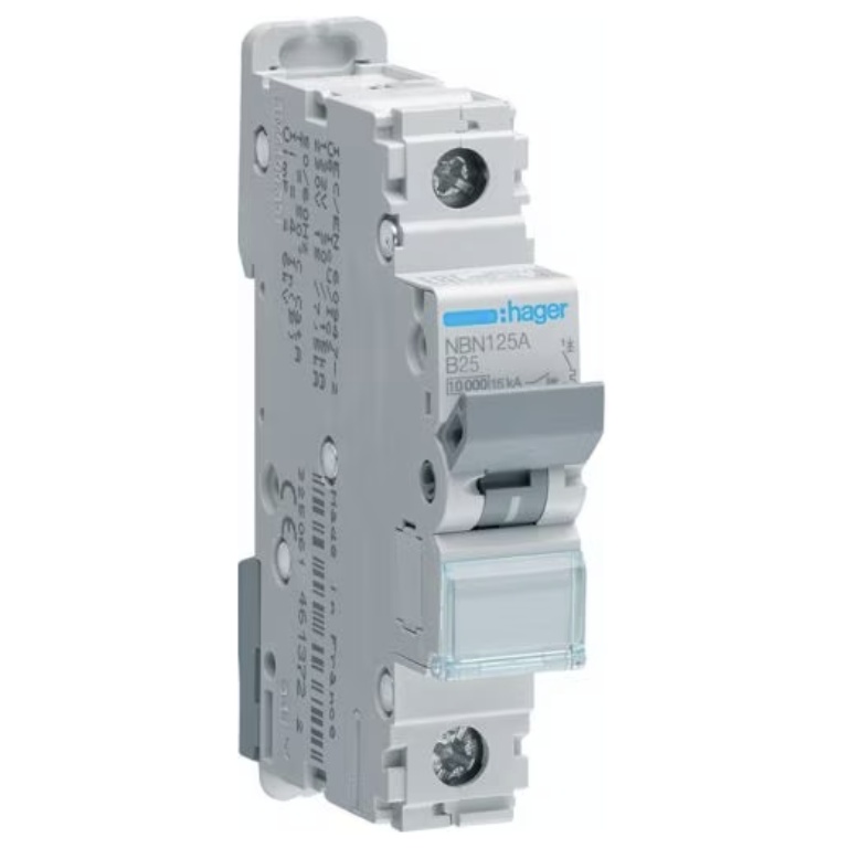Hager NBN125A MCB SP Type B 25A 10kA