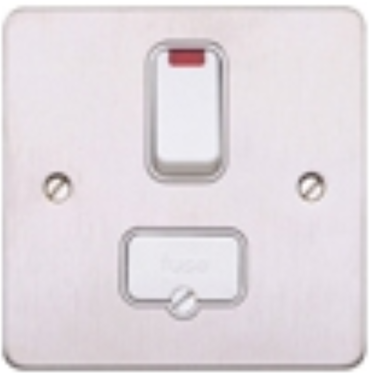 Connection Unit, DP Switched Fused c/w Neon, White Inserts