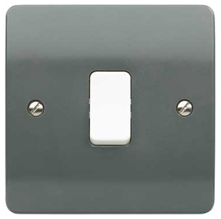 Plate Switch, 1 Gang 1 Way SP White Rocker
