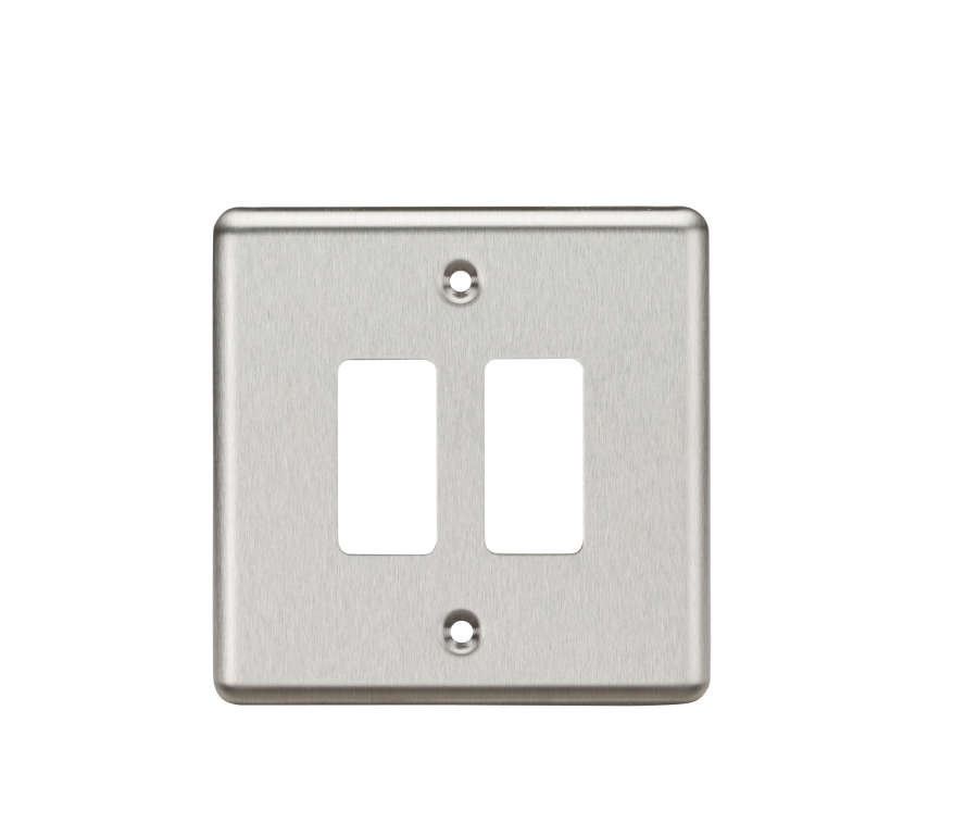 Faceplate, 2 Gang Grid Rounded Edge