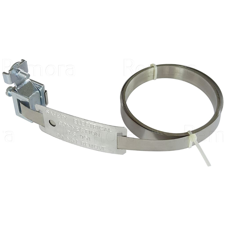 Clamp, Earthing c/w Aluminium Label, 304 Stainless Steel Strap