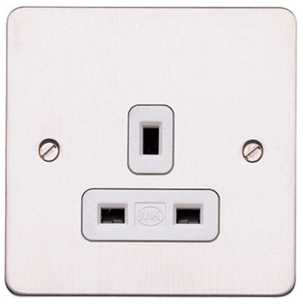 Socket, 1 Gang Unswitched Dual Earth, White Inserts
