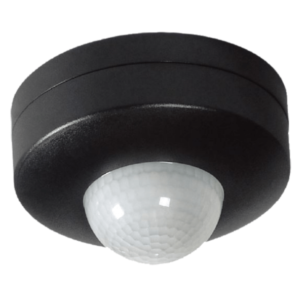 Ovia Ceiling Mounted 360Deg PIR Blk IP44 88mm OD