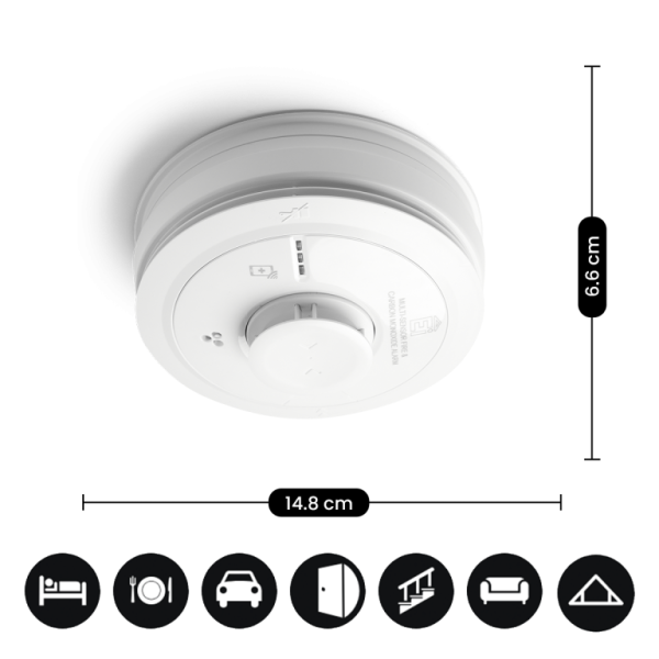 Alarm, Multi Sensor Fire & CO, 10Yr Rechargeable Lithium Back-up - Image 2