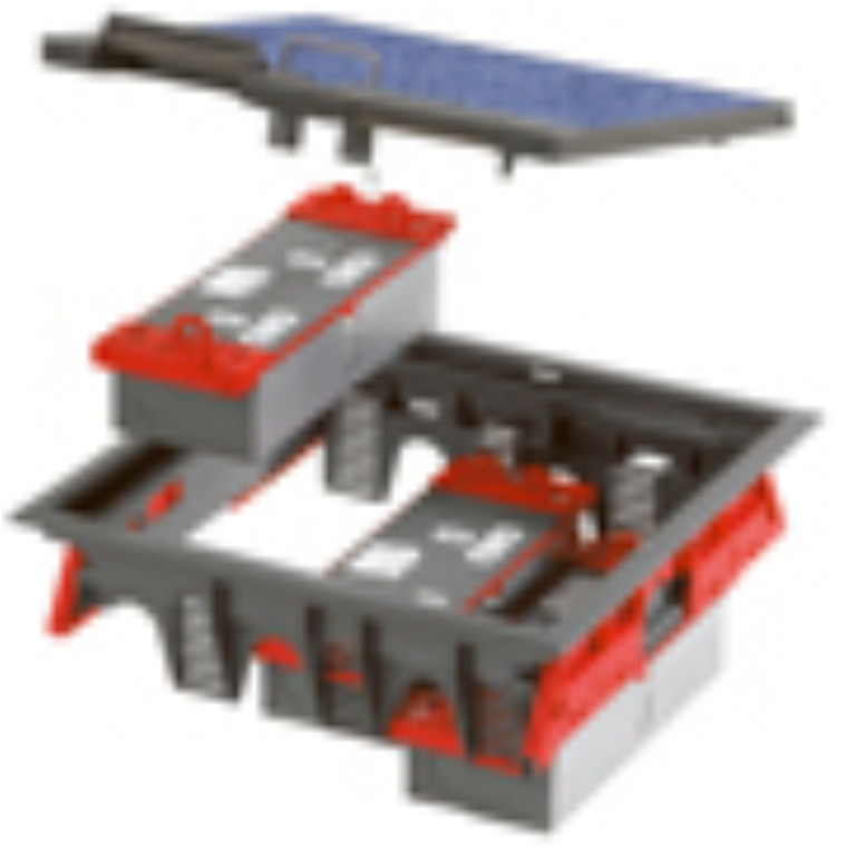 Floor Box, Single Pan Pre-Configured 3C 2x2G, Switch Skt C/Erth 4xLJU6C UT33204