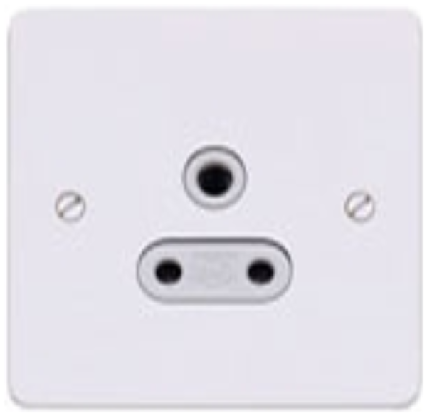 Socket, 1 Gang Unswitched 3 Pin Round, White Inserts