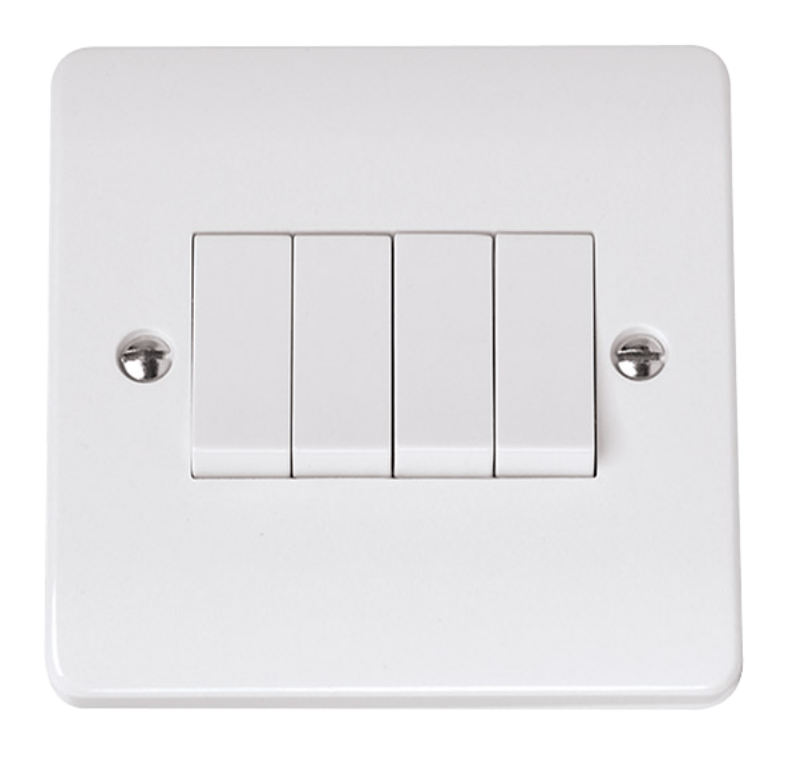 Plate Switch, 4 Gang 2 Way Single
