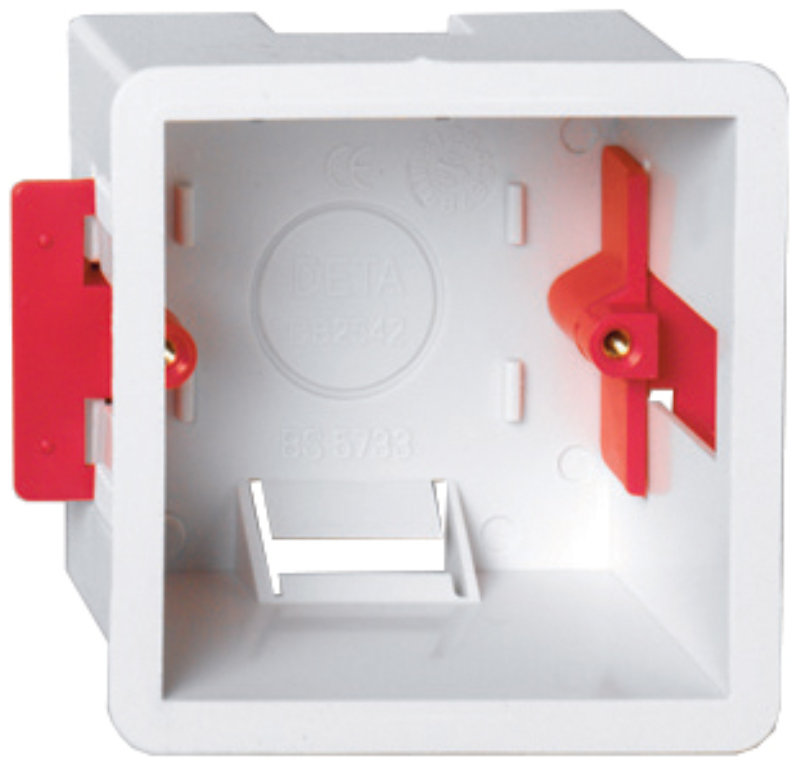 Box, 1 Gang Dry Lining Flush, Adjustable Lugs