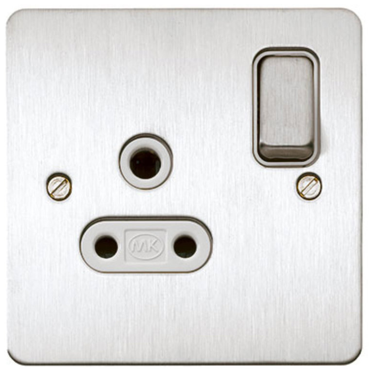 Socket, 1 Gang Shuttered Switched DP, White Inserts