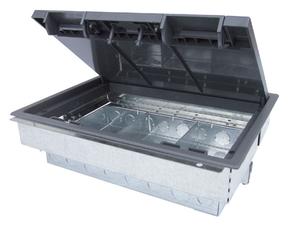 Floor Box, Cavity 3 Compartment RCD, c/w 20 & 25mm Knockouts